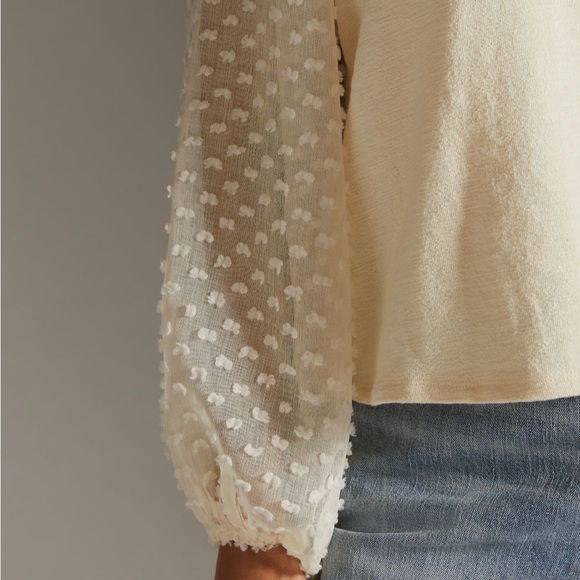 Maeve by Anthropologie Ivory Textured Sleeve Top - Picture 5 of 11